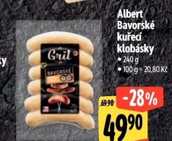 Bavorská klobása kuřecí Albert Gril
