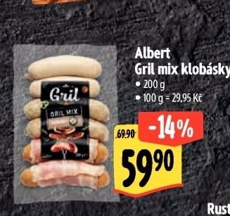 Klobásky Gril mix Albert Gril