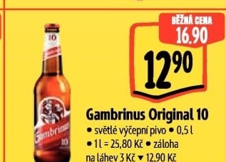 Pivo světlé výčepní Originál 10° Gambrinus