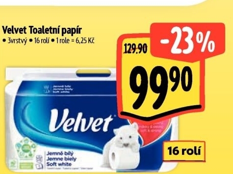 Toaletní papír 3vrstvý Velvet