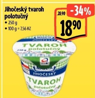 Tvaroh polotučný Jihočeský Madeta