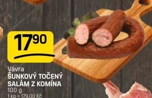 Salám šunkový točený z komína Uzenářství Vávra