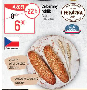 Celozrnný rohlík