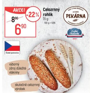 Celozrnný rohlík