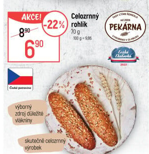 Celozrnný rohlík