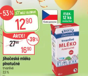 Mléko trvanlivé Jihočeské Madeta - 3,5% plnotučné