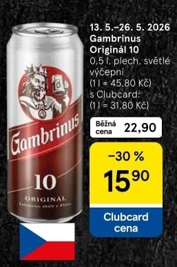 Pivo světlé výčepní Originál 10° Gambrinus