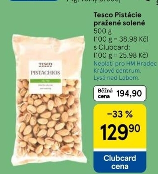Pražené pistácie Tesco