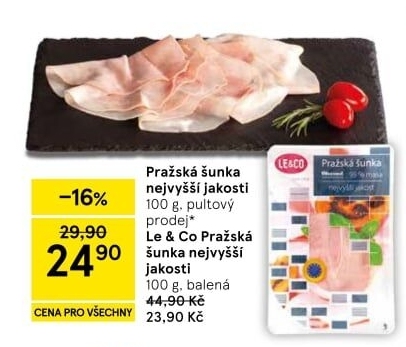 Šunka pražská nejvyšší jakosti LE&amp