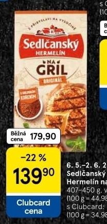 Sýr Hermelín na gril Sedlčanský
