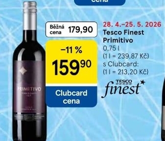 Víno Primitivo Terre di Chienti Tesco Finest