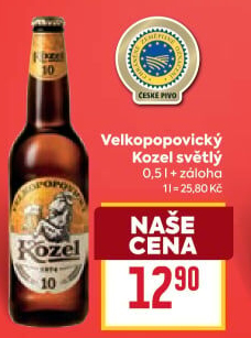 Pivo světlé výčepní 10°Velkopopovický Kozel