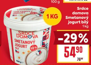 Bílý jogurt smetanový Srdce Domova