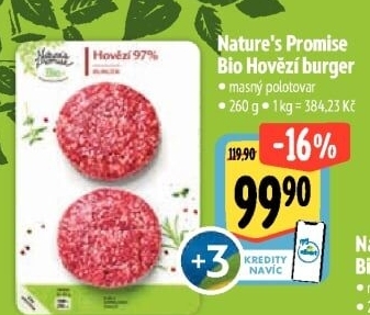 Hovězí burger Bio Nature'