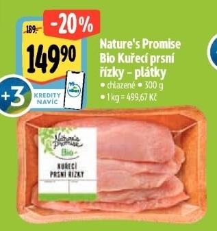 Kuřecí prsní řízky bio Nature'