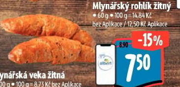 Rohlík Mlynářský žitný Albert